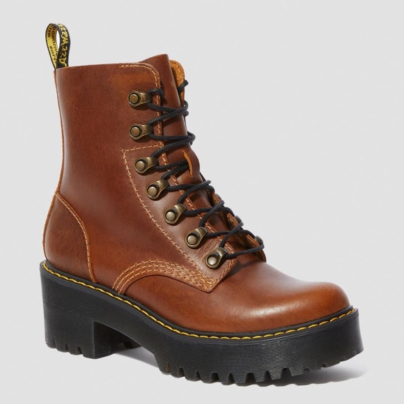 Dr. Martens Shoes - Dr. Martens Women's Leona Platform Quad BUTTERSCOTCH ORLEANS WP US 6